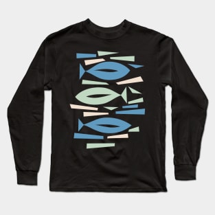 Retro Abstract Fish Long Sleeve T-Shirt